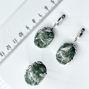 Серьги с1804 (14.22 г), серебро,  Зеленый Клинохлор купить в интернет-магазине Циркон С