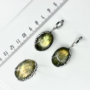 Серьги с1804 (13.96 г), серебро,  Зеленый Лабрадор купить в интернет-магазине Циркон С