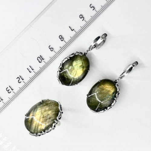 Серьги с1804 (13.96 г), серебро,  Зеленый Лабрадор купить в интернет-магазине Циркон С