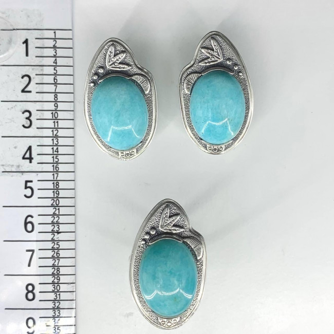 Серьги с1805 (17.17 г), серебро, голубой, амазонит перу купить в интернет-магазине Циркон С