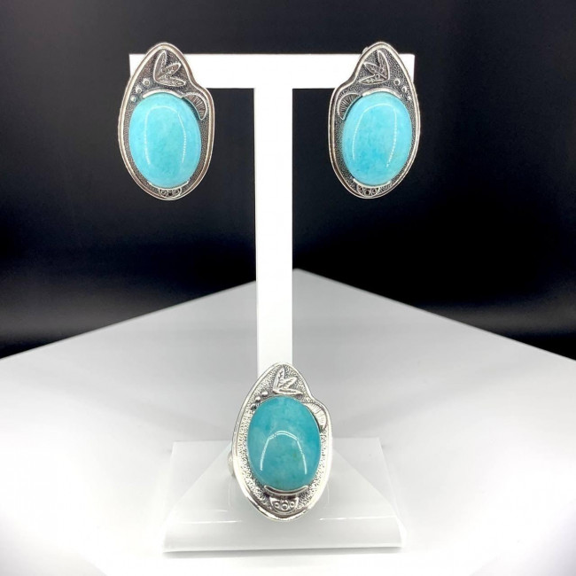 Серьги с1805 (17.17 г), серебро, голубой, амазонит перу купить в интернет-магазине Циркон С