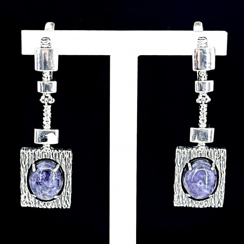 Серьги с1819 (15.11 г), серебро,  Фиолетовый Чароит купить в интернет-магазине Циркон С