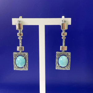 Серьги с1819 (11.62 г), серебро,  Голубой Ларимар купить в интернет-магазине Циркон С