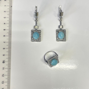 Серьги с1819 (11.62 г), серебро,  Голубой Ларимар купить в интернет-магазине Циркон С