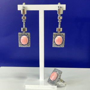 Серьги из серебра с кораллом с1819
