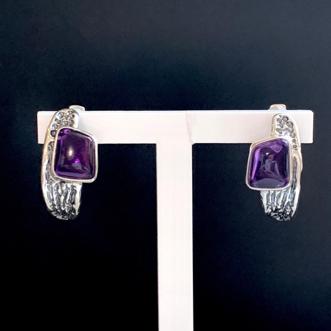 Серьги с1820 (8.93 г), серебро, фиолетовый, аметист (имит) купить в интернет-магазине Циркон С