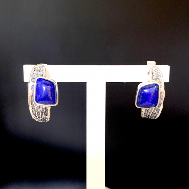 Серьги с1820 (9.17 г), серебро, синий, лазурит купить в интернет-магазине Циркон С