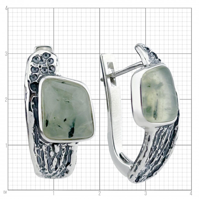 Серьги с1820 (9.26 г), серебро, зеленый, пренит купить в интернет-магазине Циркон С