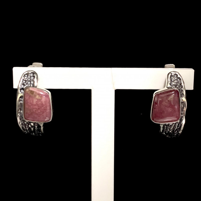 Серьги с1820 (9.47 г), серебро, розовый, родонит купить в интернет-магазине Циркон С