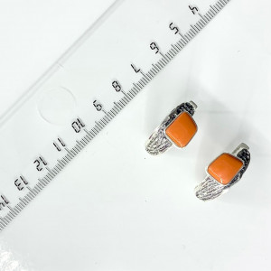 Серьги с1820 (8.56 г), серебро,  Лососевый Коралл (Имит) купить в интернет-магазине Циркон С
