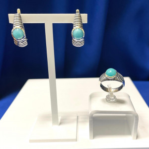 Серьги с1823 (9.01 г), серебро,  Голубой Амазонит Перу купить в интернет-магазине Циркон С