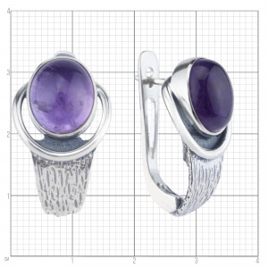 Серьги с аметистом в серебре с1824
