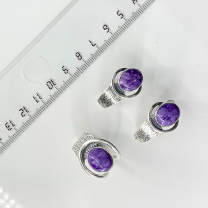 Серьги с1824 (9.86 г), серебро,  Фиолетовый Чароит купить в интернет-магазине Циркон С
