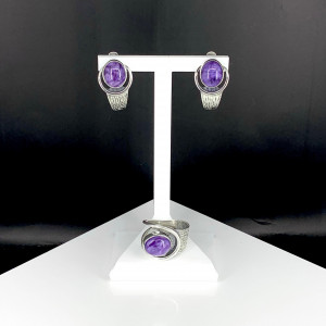 Серьги с1824 (9.86 г), серебро,  Фиолетовый Чароит купить в интернет-магазине Циркон С