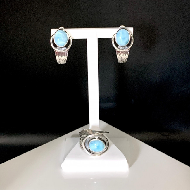 Серьги с1824 (9.99 г), серебро, голубой, ларимар купить в интернет-магазине Циркон С