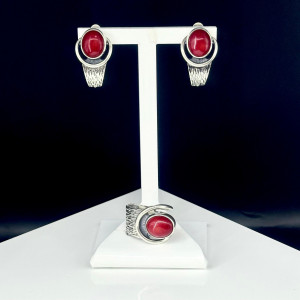 Серьги с кораллом в серебре с1824