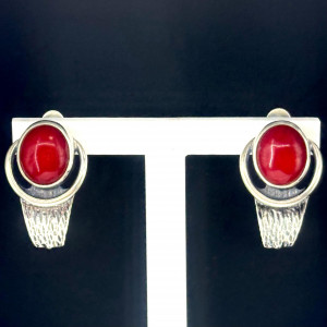 Серьги с кораллом в серебре с1824