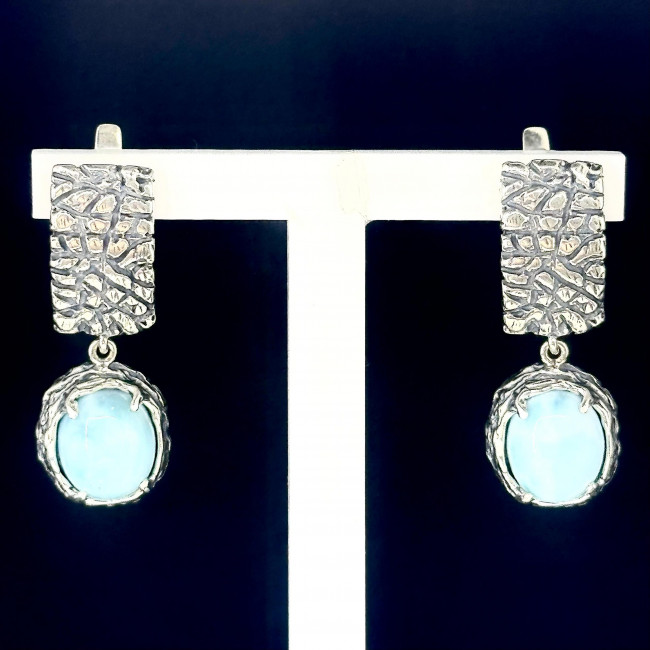 Серьги с1826 (12.59 г), серебро, голубой, ларимар купить в интернет-магазине Циркон С