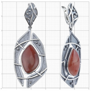 Серьги с1853 (22.25 г), серебро,  Коричневый Халцедон купить в интернет-магазине Циркон С