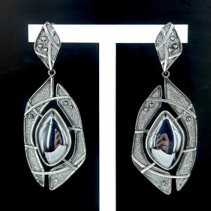 Серьги с1853 (22.35 г), серебро,  Стальной Гематит (Имит) купить в интернет-магазине Циркон С