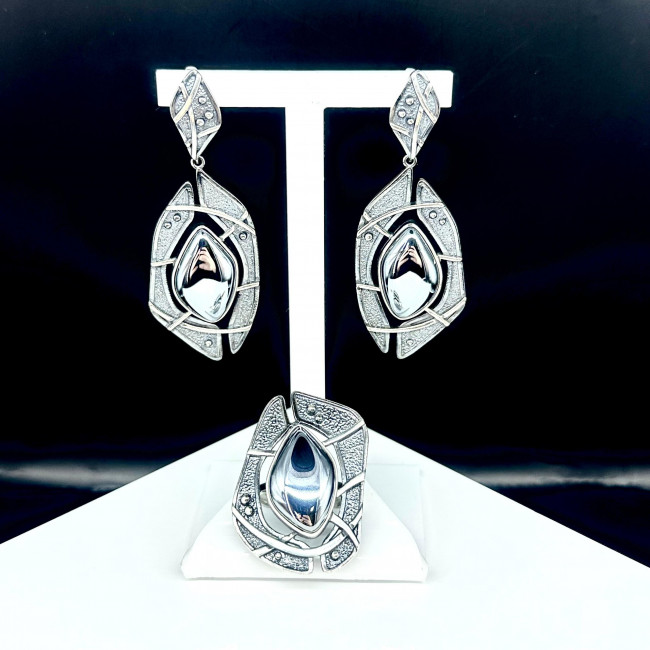 Серьги с1853 (22.35 г), серебро, стальной, гематит (имит) купить в интернет-магазине Циркон С