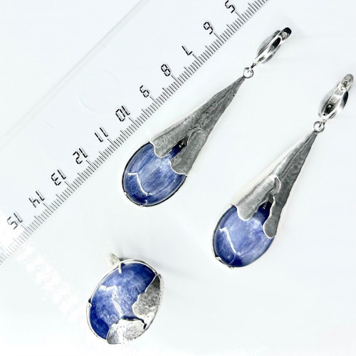 Серьги с1856 (24.95 г), серебро,  Синий Кианит купить в интернет-магазине Циркон С