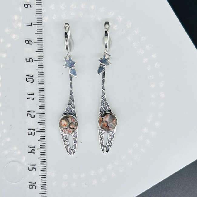 Серьги с1858 (9.75 г), серебро, серо-розовый, яшма купить в интернет-магазине Циркон С