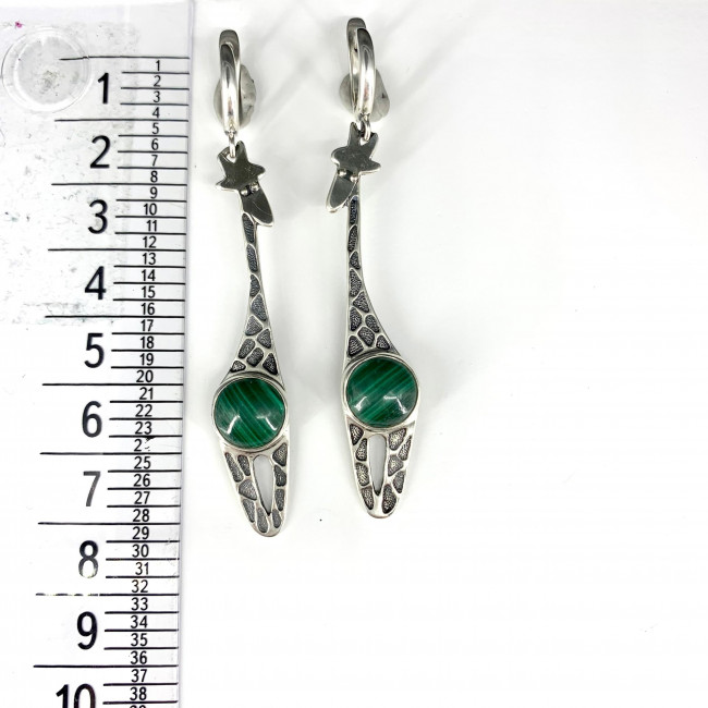 Серьги с1858 (9.76 г), серебро, зеленый, малахит купить в интернет-магазине Циркон С