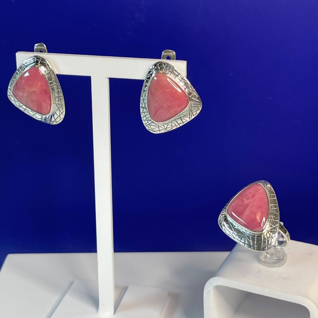 Серьги с1865 (10.83 г), серебро, розовый, родонит купить в интернет-магазине Циркон С