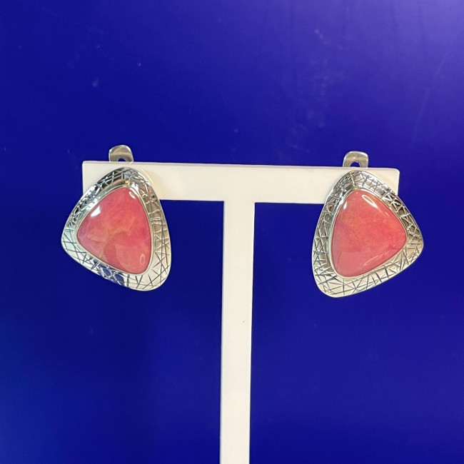 Серьги с1865 (10.83 г), серебро, розовый, родонит купить в интернет-магазине Циркон С