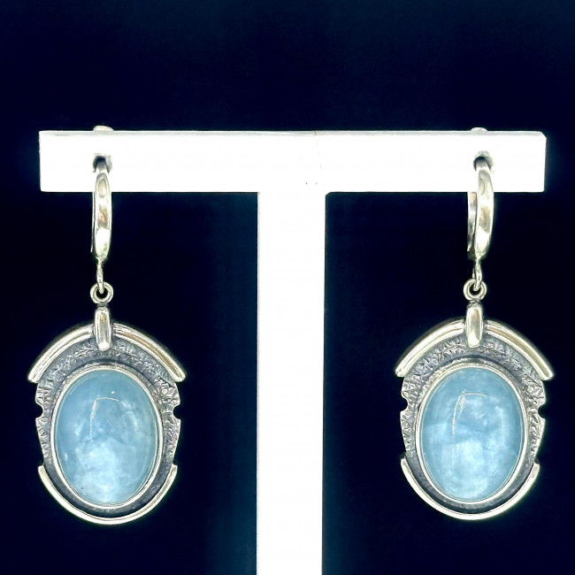 Серьги с1866 (14.09 г), серебро, голубой, аквамарин купить в интернет-магазине Циркон С