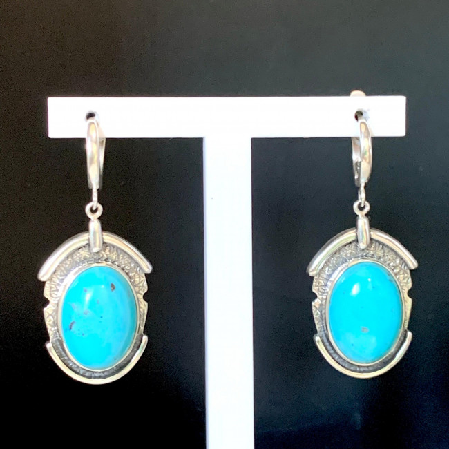 Серьги с1866 (13.65 г), серебро, голубой, бирюза купить в интернет-магазине Циркон С