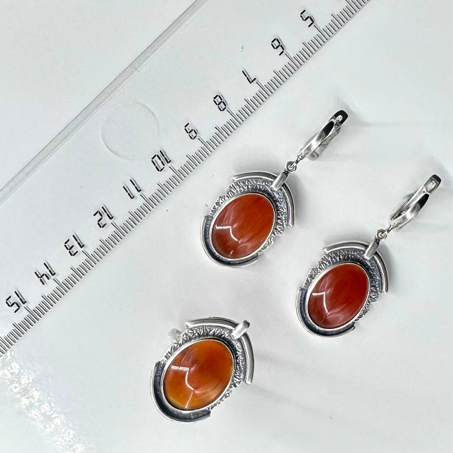 Серьги с1866 (14.02 г), серебро, коричневый, сердолик купить в интернет-магазине Циркон С