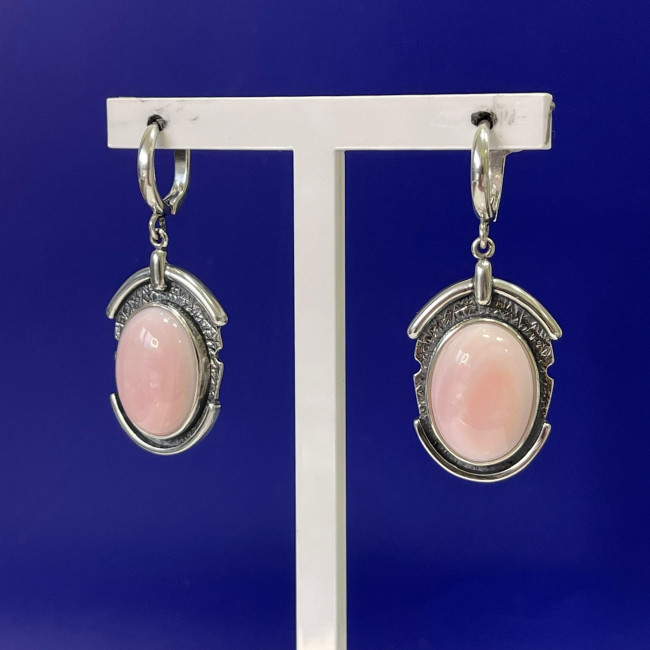 Серьги с1866 (14.41 г), серебро, розовый, кожа ангела купить в интернет-магазине Циркон С