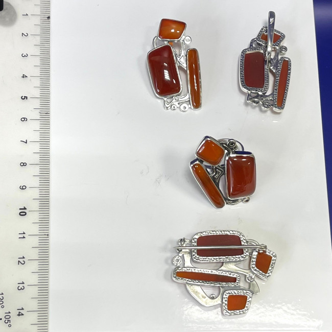 Серьги с1875 (18.38 г), серебро, коричневый, сердолик купить в интернет-магазине Циркон С