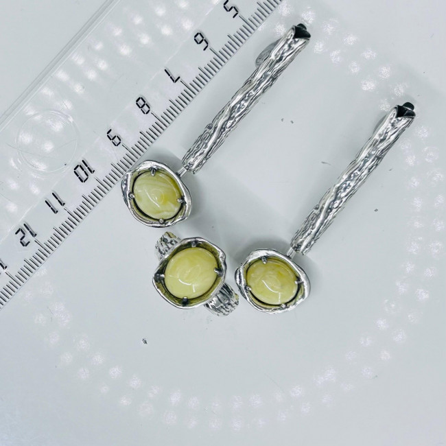 Серьги с1890 (14.73 г), серебро,  Желтый Янтарь купить в интернет-магазине Циркон С