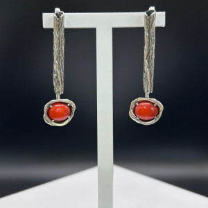 Серебряные серьги с кораллом с1890