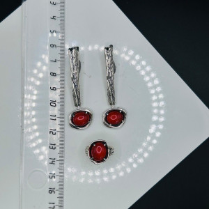 Серебряные серьги с кораллом с1890