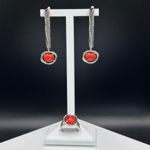 Серебряные серьги с кораллом с1890