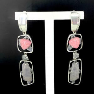 Серьги из серебра с розовым кварцем с1898