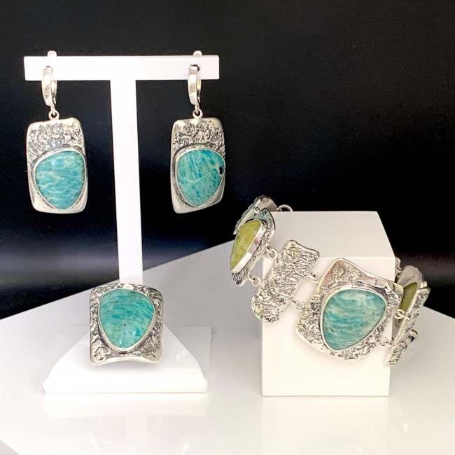 Серьги с1899 (18.65 г), серебро, зеленый, амазонит купить в интернет-магазине Циркон С