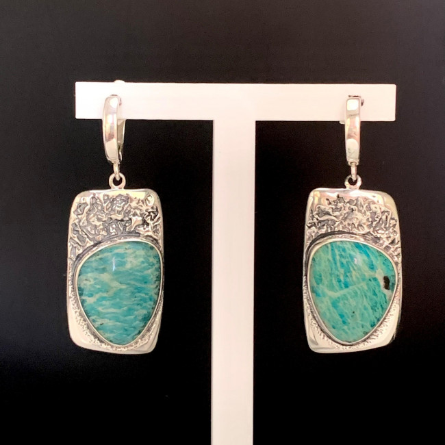 Серьги с1899 (18.65 г), серебро, зеленый, амазонит купить в интернет-магазине Циркон С