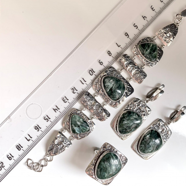 Серьги с1899 (18.64 г), серебро, зеленый, клинохлор купить в интернет-магазине Циркон С