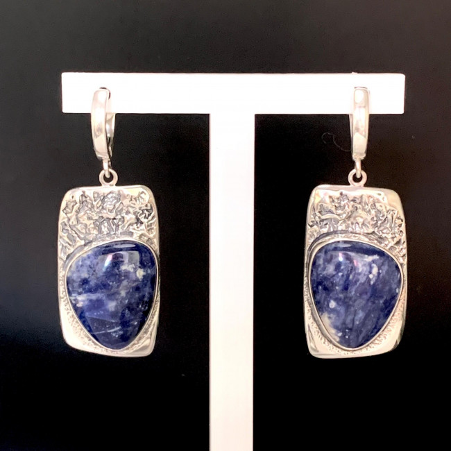 Серьги с1899 (19.15 г), серебро, синий, содалит купить в интернет-магазине Циркон С