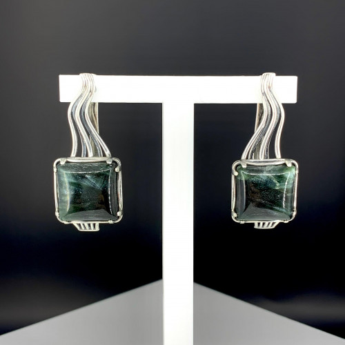 Серьги с1903 (14.69 г), серебро,  Зеленый Клинохлор купить в интернет-магазине Циркон С