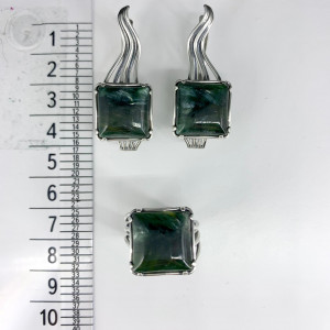 Серьги с1903 (14.69 г), серебро,  Зеленый Клинохлор купить в интернет-магазине Циркон С