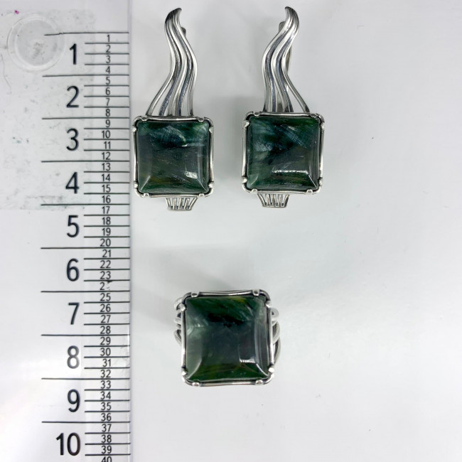 Серьги с1903 (14.69 г), серебро, зеленый, клинохлор купить в интернет-магазине Циркон С