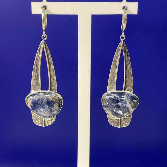 Серьги с1904 (16.64 г), серебро, синий, содалит купить в интернет-магазине Циркон С