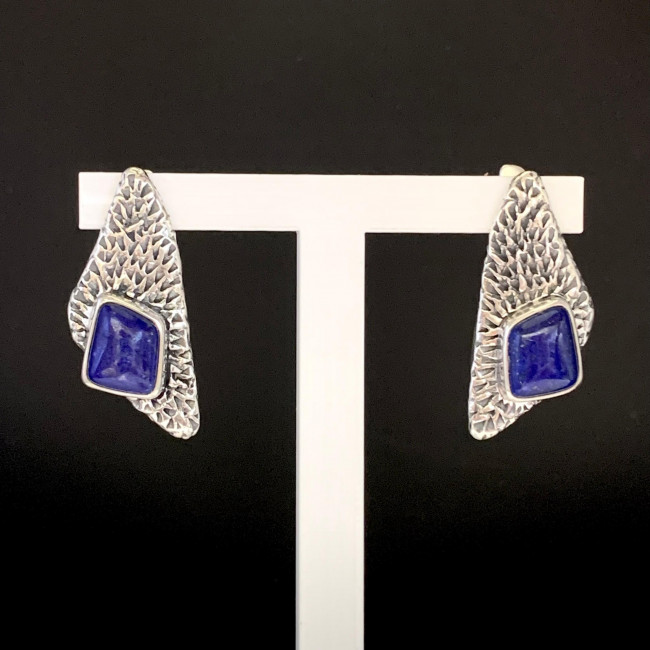Серьги с1914 (11.40 г), серебро, синий, лазурит купить в интернет-магазине Циркон С