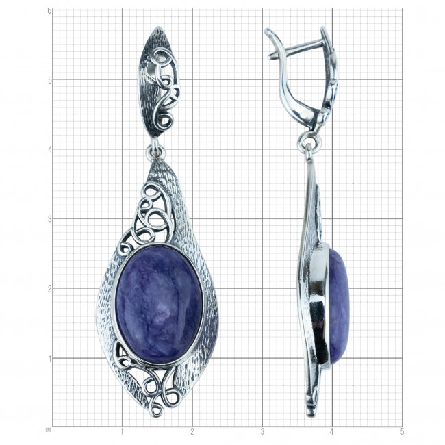 Серьги с1915 (13.89 г), серебро, фиолетовый, чароит купить в интернет-магазине Циркон С